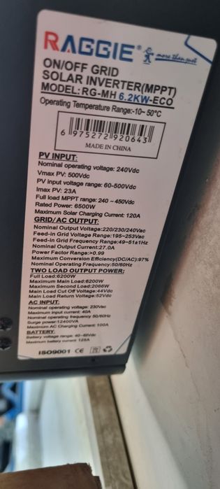 Reggie 6.2 kw gibrid invertor