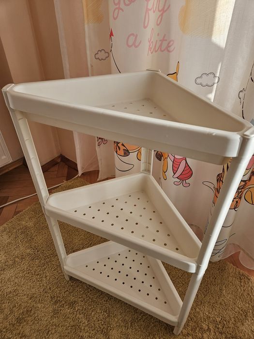 Etajera de colt alba 33x33x71 cm
