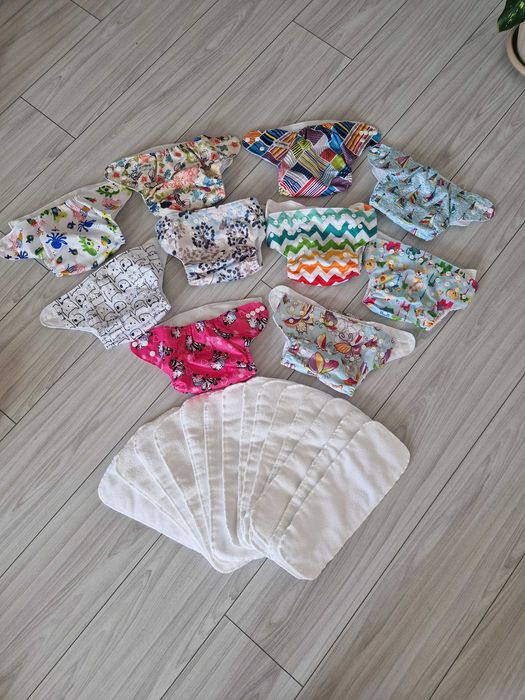 Scutece textile – 10x scutece + 14x inserturi (Noi, nefolosite)