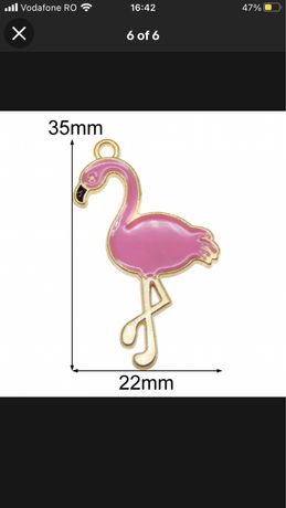 Pandantiv medalion charm breloc flamingo