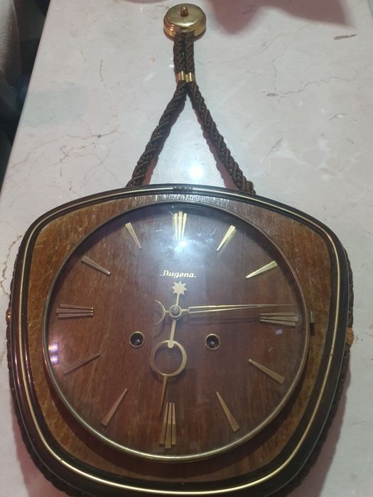Ceas de perete Dugena mecanic cu clopote gong ani 1950