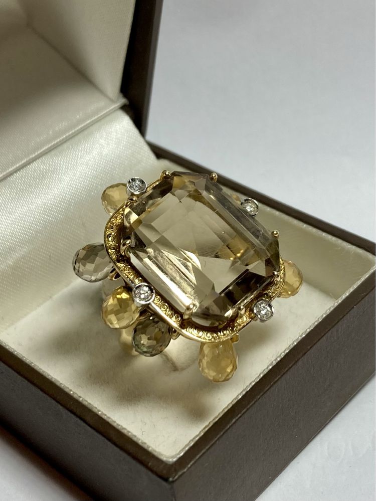 Inel aur 18kt.cu Citrine si diamante