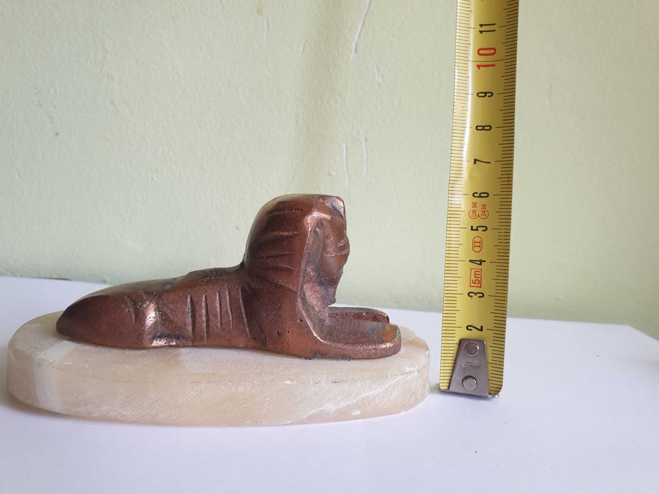 Statuie Sfinx Egipt metal rosiatic piatra alabastru naturala vintage