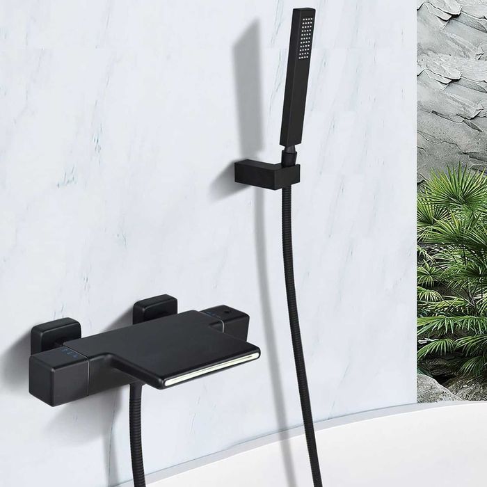 Baterie cadă termostat SHANFO, cascadă, duș, perete, neagră