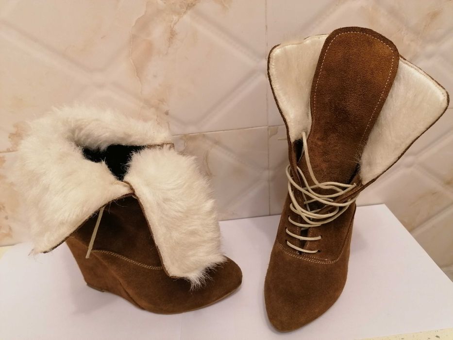 Ghete piele naturala maro Mineli Boutique