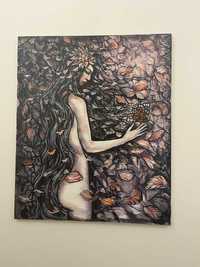 Картина  на Ангел Каравланов -Жена с пеперуда