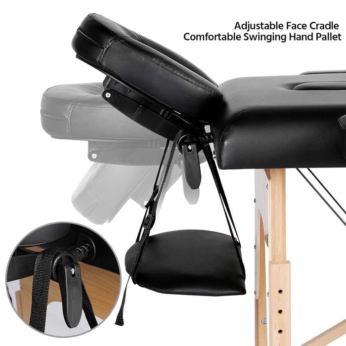 Masă de masaj pliabilă, reglabilă, confort profesional |R 610888 Black