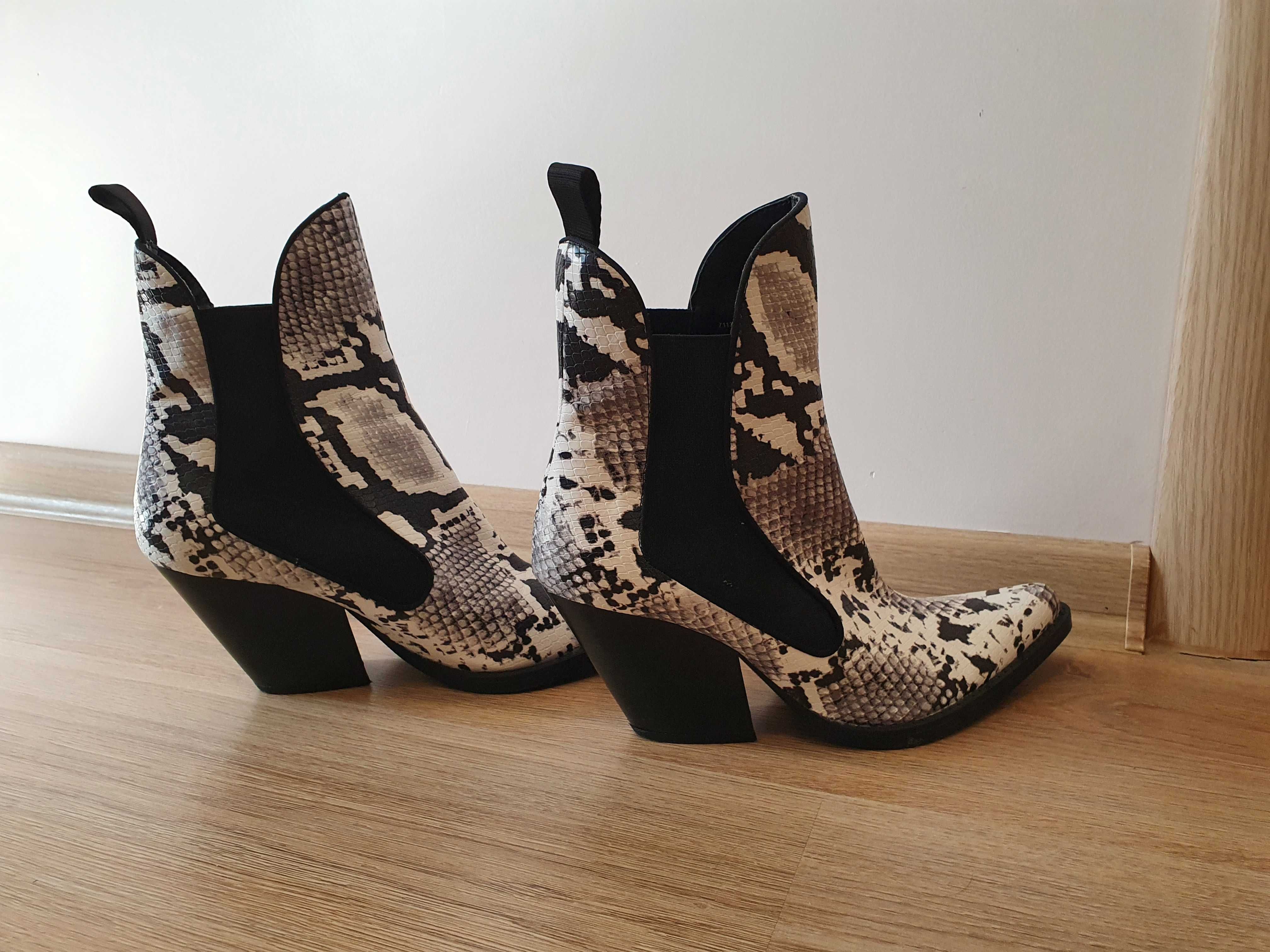 Zara Snake Cowboy Boots, боти, ботуши, 38 номер.