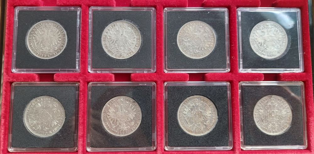 Colectie 8 monede argint Austria 1 Fl. 1881 - 1892 stare f buna