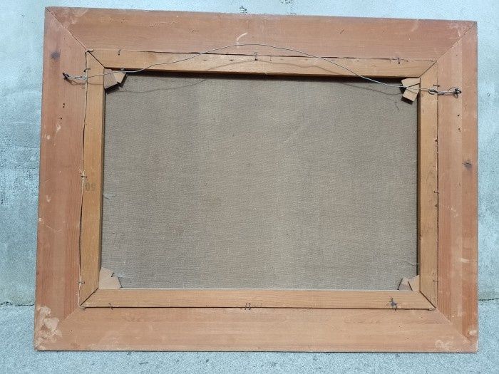 Ulei pe pânză o lucrare foarte veche semnata sec.19 început încadrată