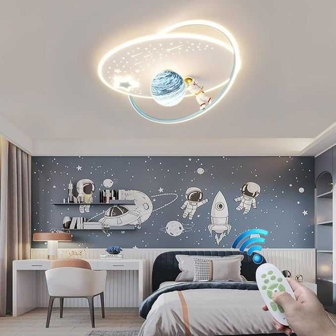 Лед LED Полилей Луна Астронавт Звезда Детска стая Дистанционно 213