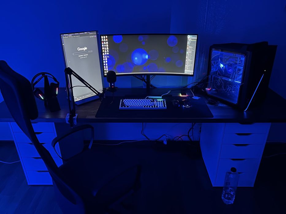 Birou Ikea, lemn masiv nuc