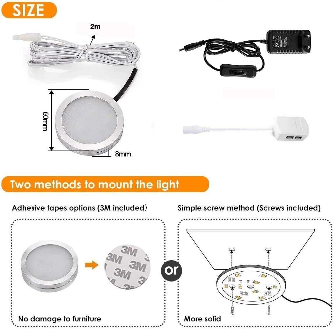 НОВO! LED осветление за шкафове, топло бяло, 7.5W, 3 бр/к-кт
