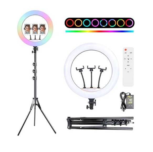 Селфи ринг RGB и Бяло 45 см. дистанционно управление статив - 2.10 см.