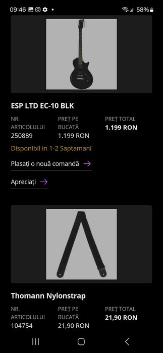 Set chitara ESP LTD EC-10 BLK