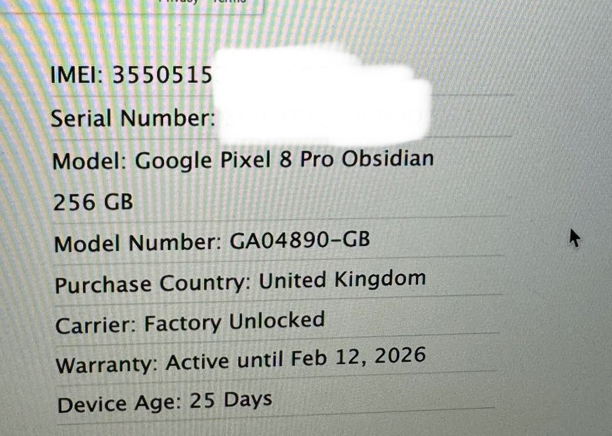 Google Pixel 8 pro 256GB Obsidian