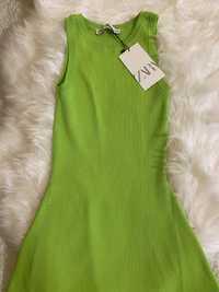 Rochie verde neon din tricot ZARA, S