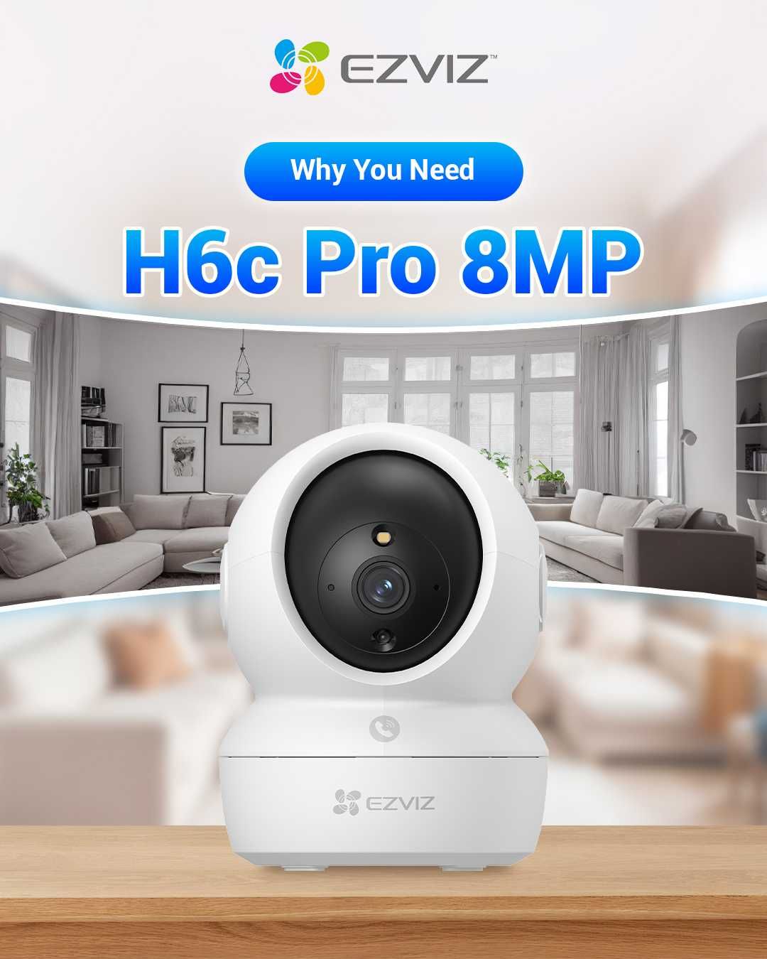 Ezviz H6c Pro (4K 8MP) Kamera | Wi Fi Kamera | Видеоняня |Видеокамера