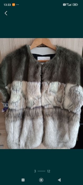 Палто с еко косъм