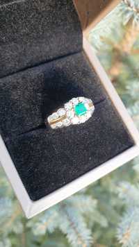 INEL Aur 18 kt si Platina cu Emerald si Diamante Naturale