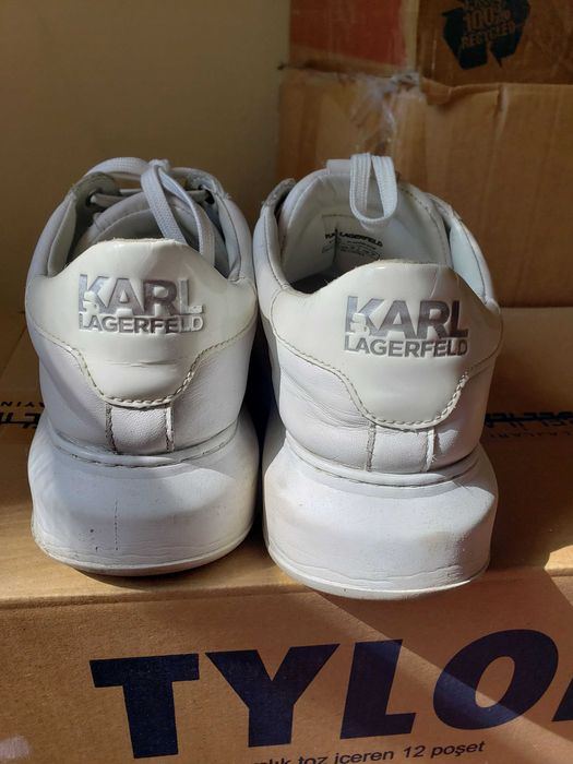 Karl Lagerfeld бели кецове естествена кожа