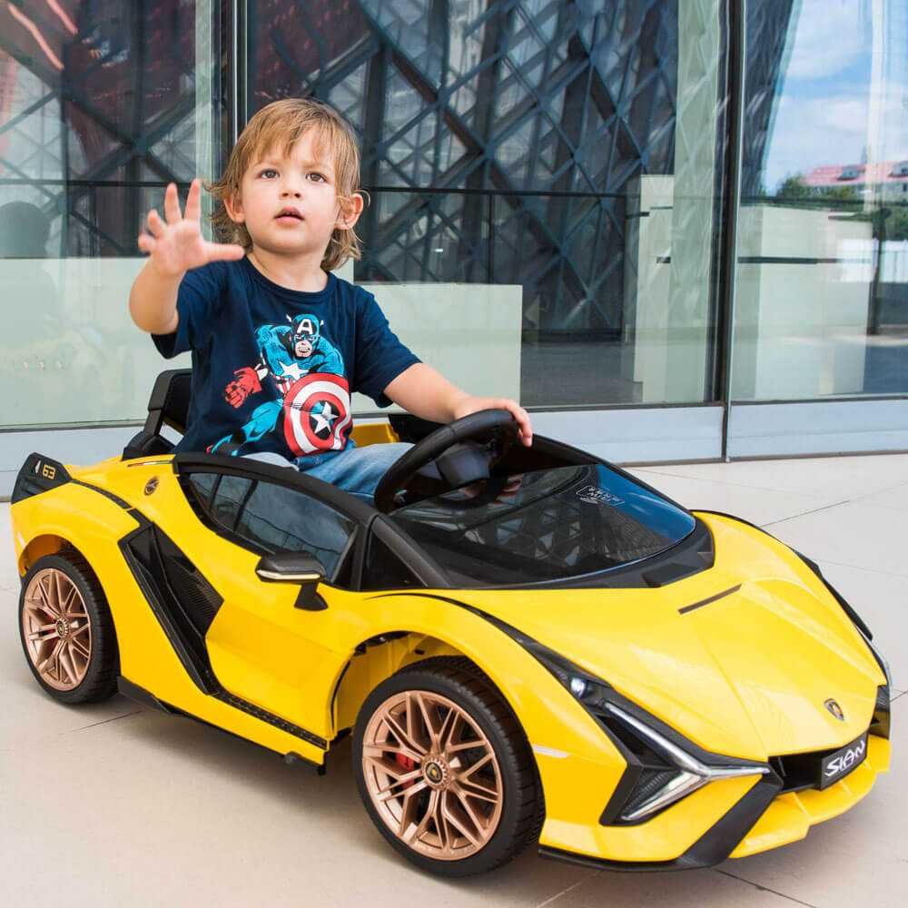 Masinuta electrica copii 1-4 ani Lamborghini Sian 4x4, Roti Moi Galben