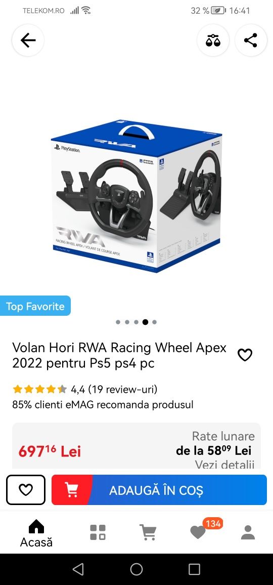 Volan Hori RWA Racing Wheel Apex pt PS5, PS4, PC