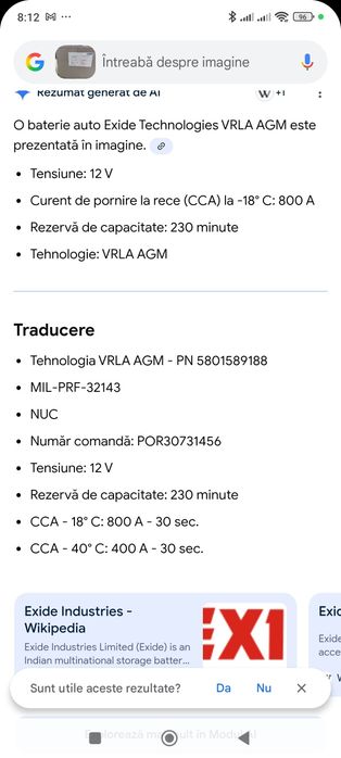 Acumulator 12v  AGM 120 Ah nou.