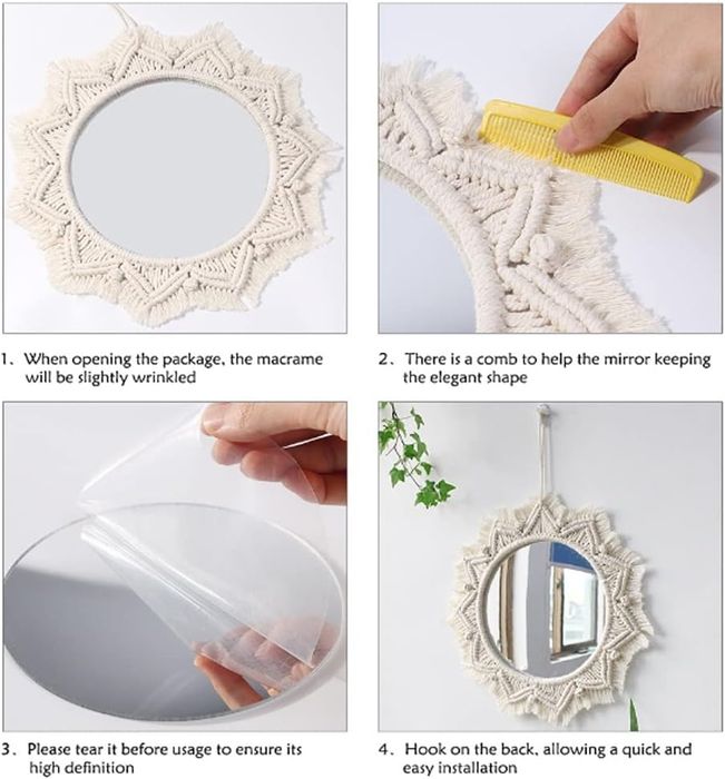 Oglinda Tiamu Macrame cu macrameu