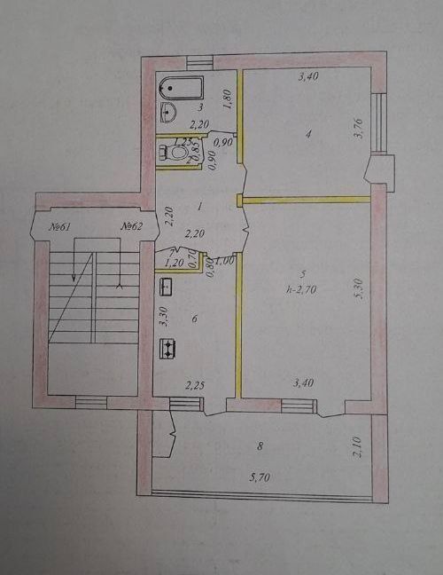 Продаётся 2 х комнатная квартира в 5/2 в кирпичном доме