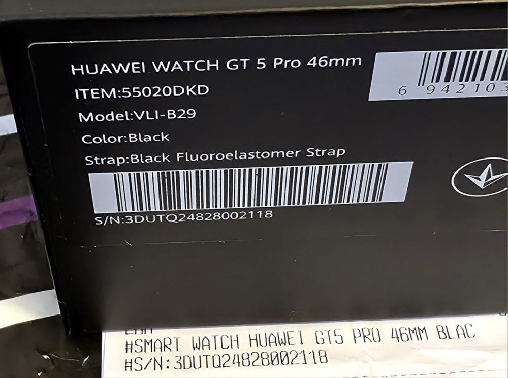 КАТО НОВ 46mm Huawei watch GT 5 PRO VIVACOM Гаранция 2026 BLACK GT5