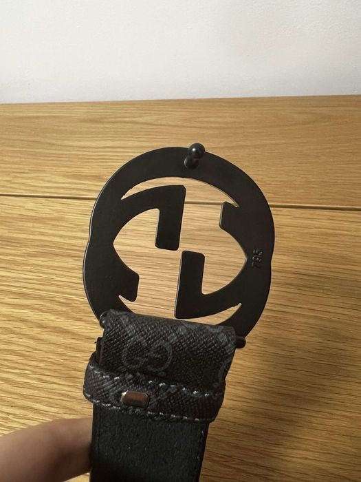 Curea Gucci negru cu imprimeu