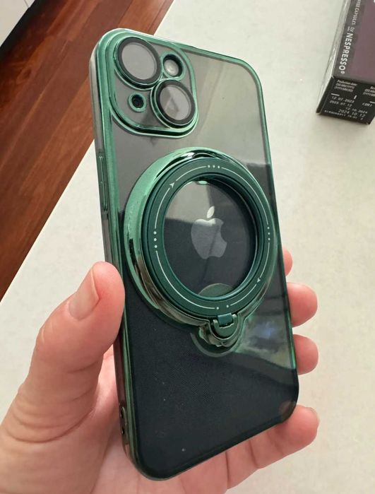 Husa silicon Luxury Magsafe cu inel metalic pentru iPhone 15