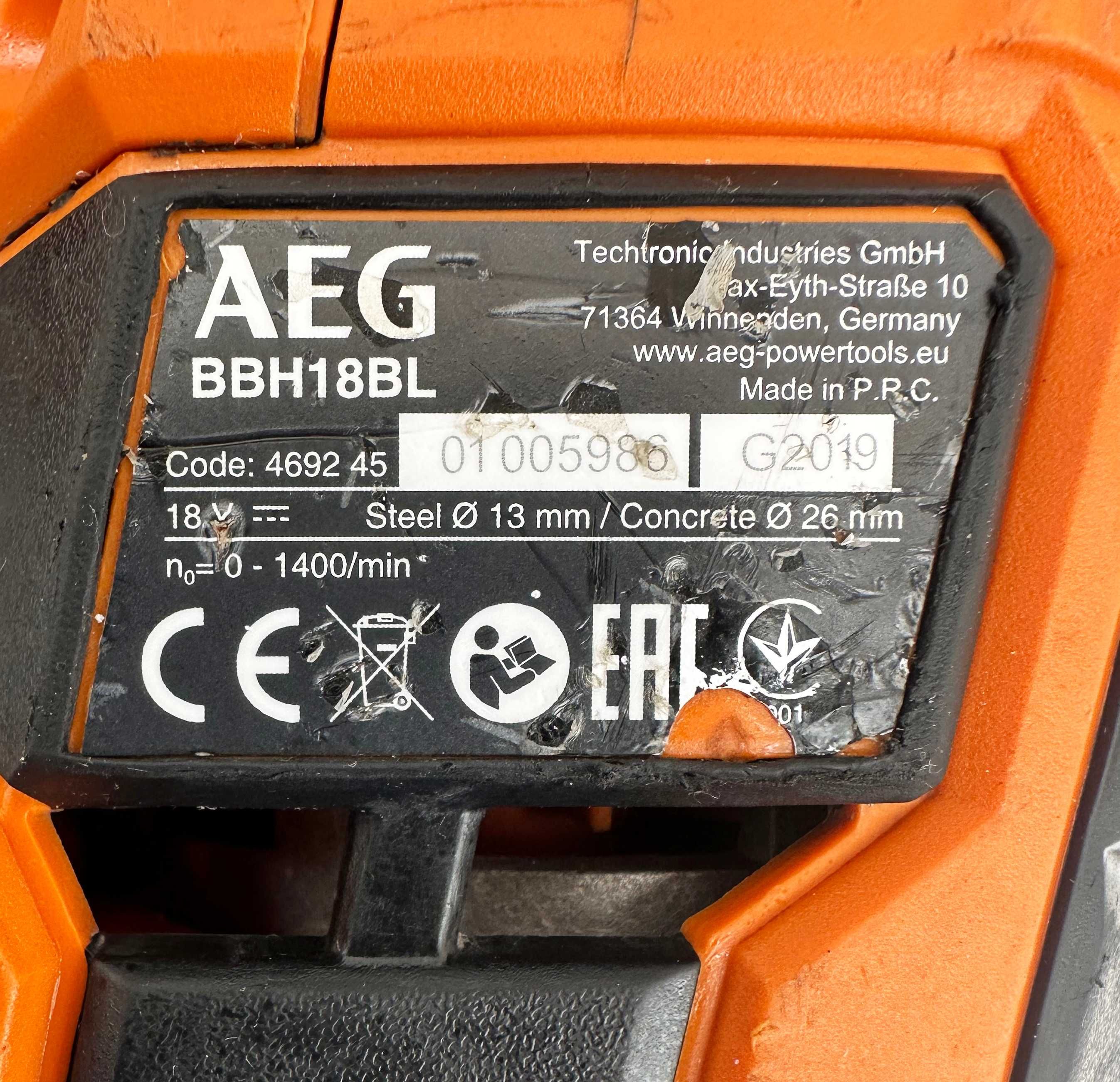 AEG BBH18 BL - Безчетков акумулаторен перфоратор 18V 2.5J