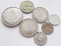 Lot monede 7 argint Letonia, Franta, Australia, Straits Settlements