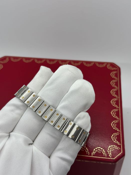 Cartier Santos Galbeé SM Quartz Aur-Otel *CA NOU*
