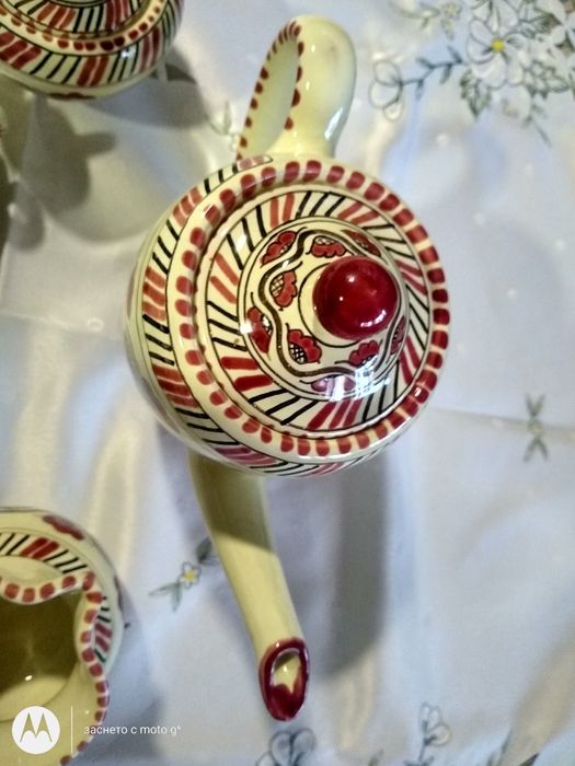 Италианска ръчно рисуван сервиз за кафе S.C.O Orvieto Italy.