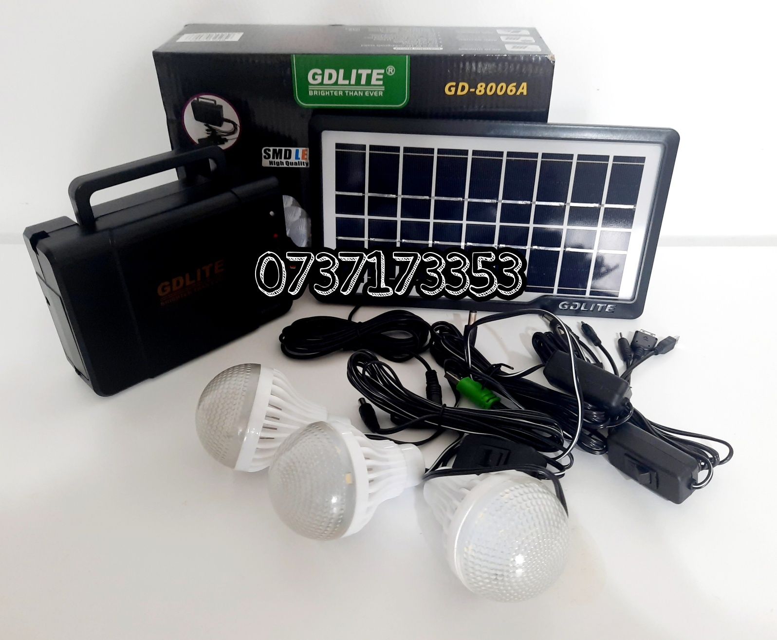 Kit Panou solar de iluminat GD-8006A USB 3 bec LED NOU