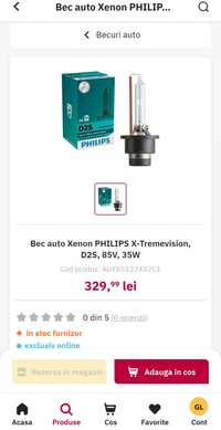 Set 2 x Bec Xenon D2S Philips 6000k SH
