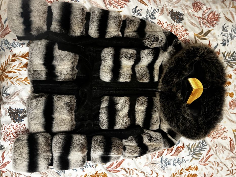 Дамско палто с естествен косъм от чинчила