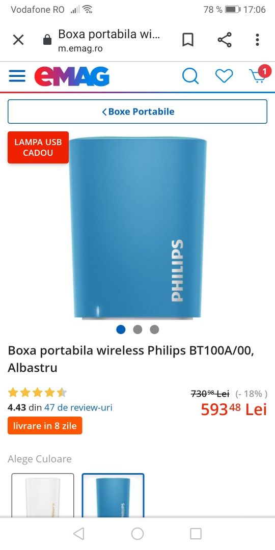 Vând boxă Philips BT100A