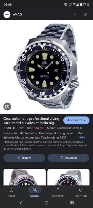 Vând ceas Tauchmeister automatic nou