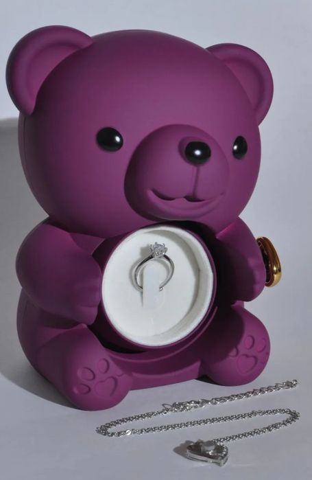 Мишка шкатулка с розой в колбе