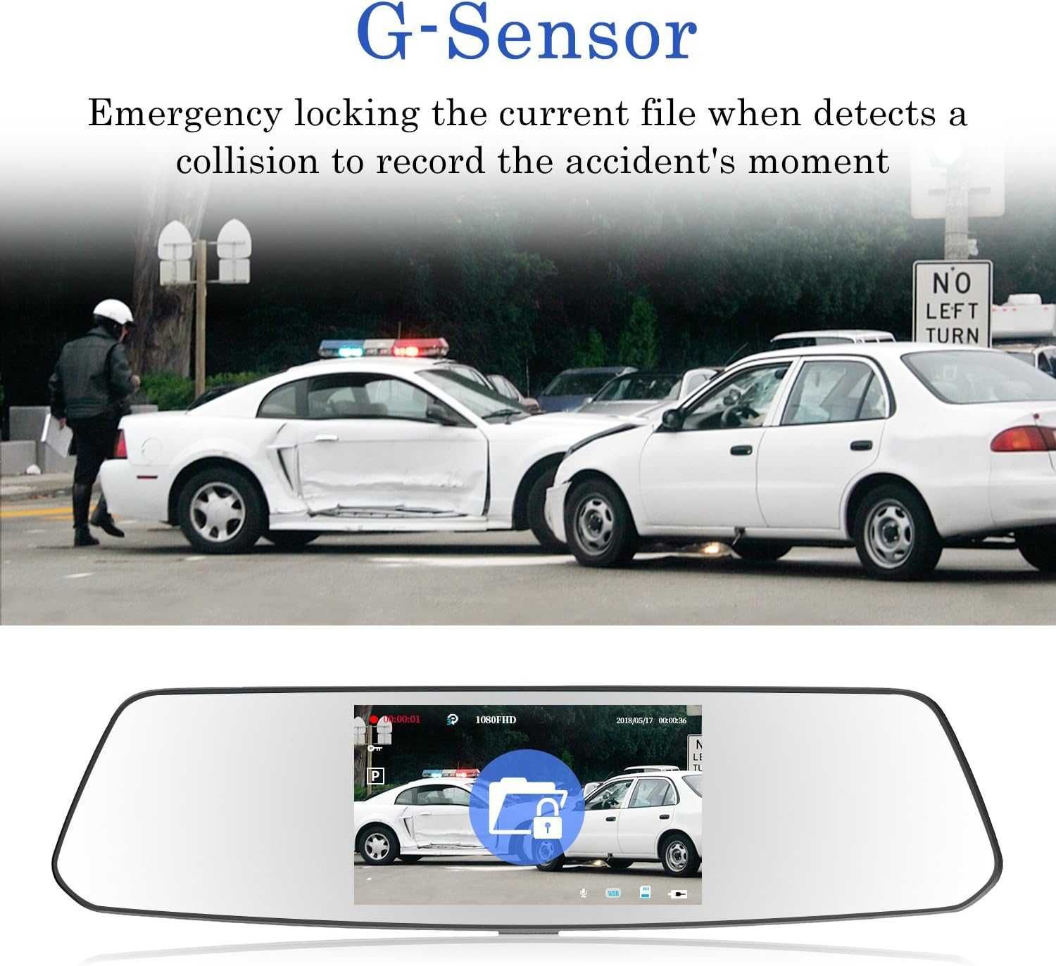 CHORTAU Dash Cam 4,8 инча със сензорен екран в огледало