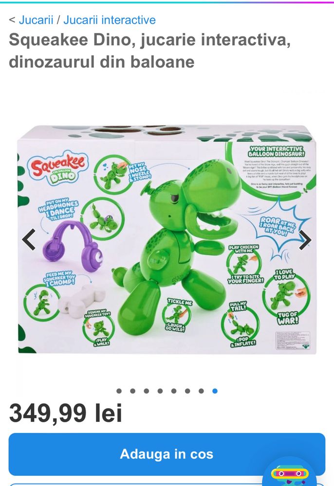 Jucarie interactiva Squeakee Dino