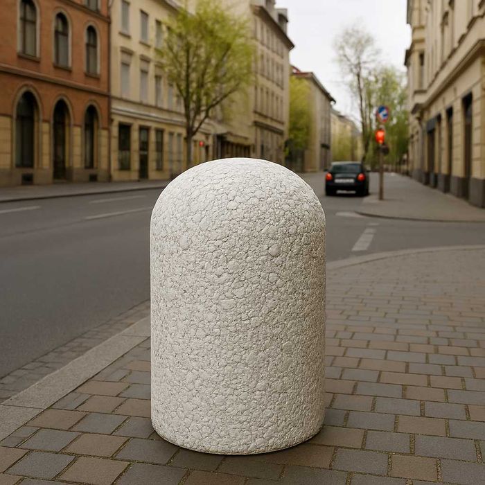 Bolard conic AlbaGuard 40 din beton cu marmura alba 25 x 40 cm