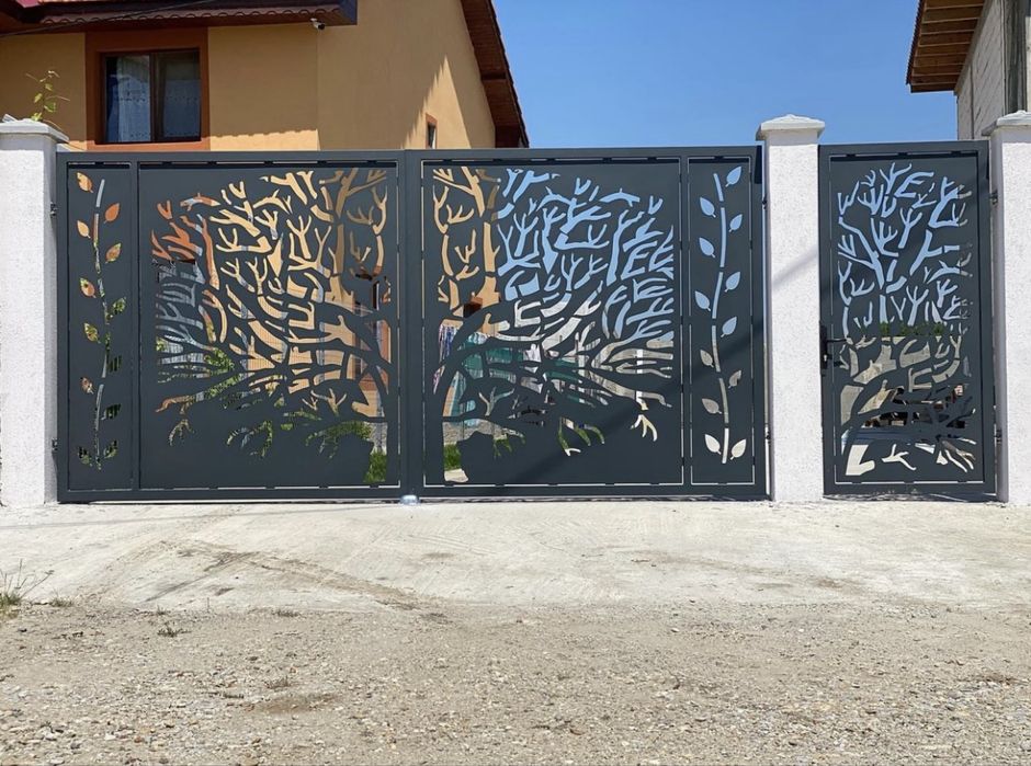 Porți garduri tablă decupată debitată panouri gard