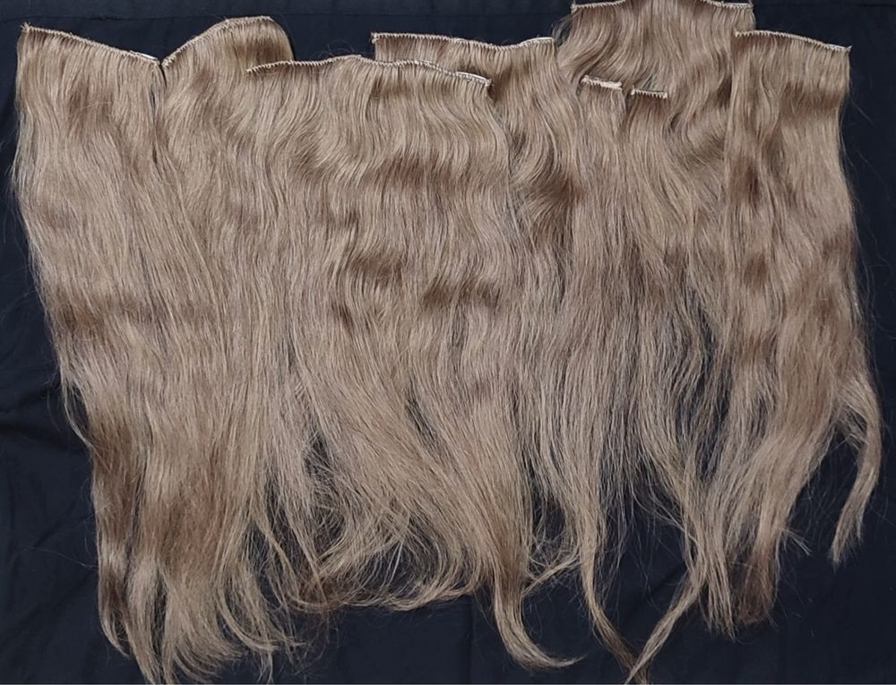 Extensii cu clip, din par natural, blond 50 cm -  BUENOBIA LUXURY