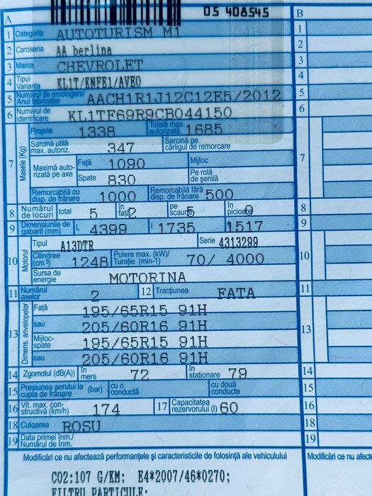 Chevrolet Aveo 2012 - Diesel Euro5 - Trapa Senz Park Scaune Incalzite