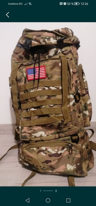 Rucsac camuflaj de munte de capacitate mare 80l, impermeabil, nou.